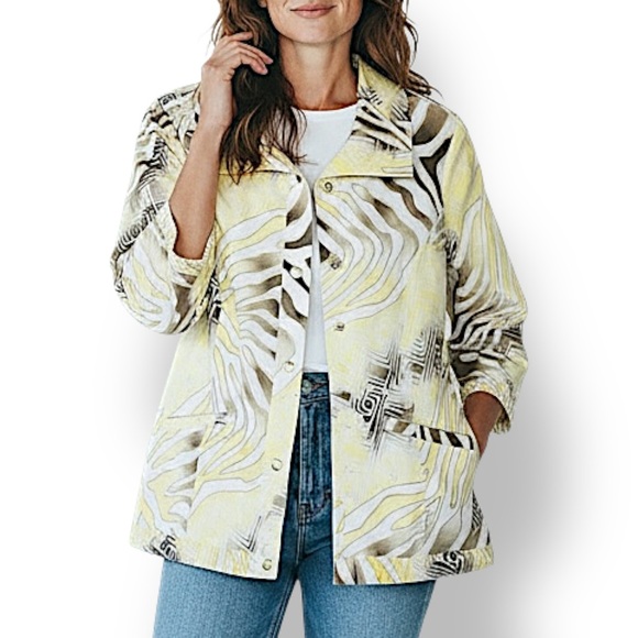 4/$20 Zenergy by Chico’s Zebra Print Jacket - Size 2 (Large - 12) - Picture 1 of 4